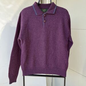 Vintage Country Store Purple Wool Knit Polo Sweater, NWOT, SZ L